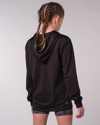 Youth Micro Mesh Long Sleeve Hooded Tee